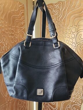MCM Black Pebbled Leather Tote with Gold Hardware
